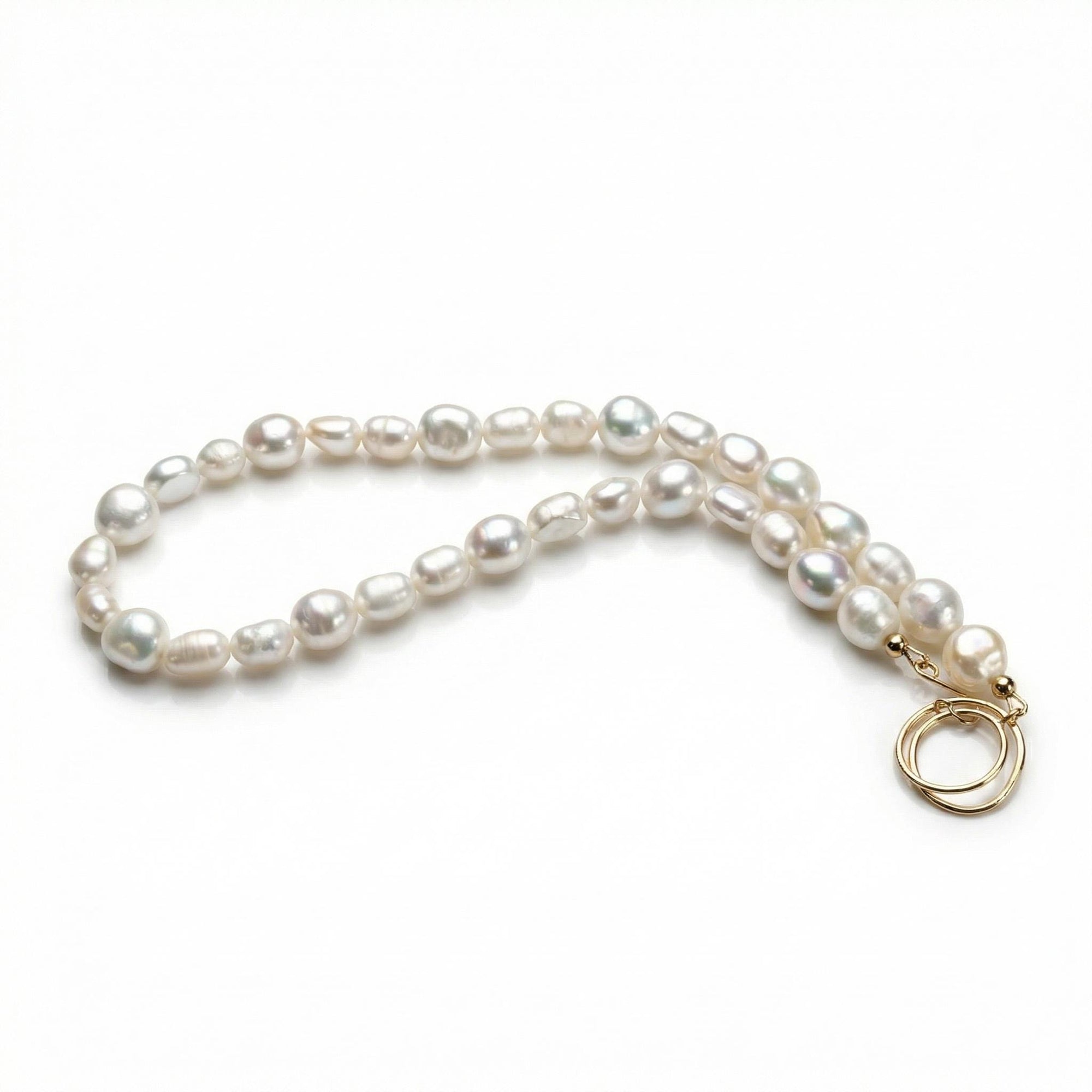 Freshwater Pearl Toggle Necklace 10–12mm, Hammered Gold Filled Clasp - Melt'm Jewelry