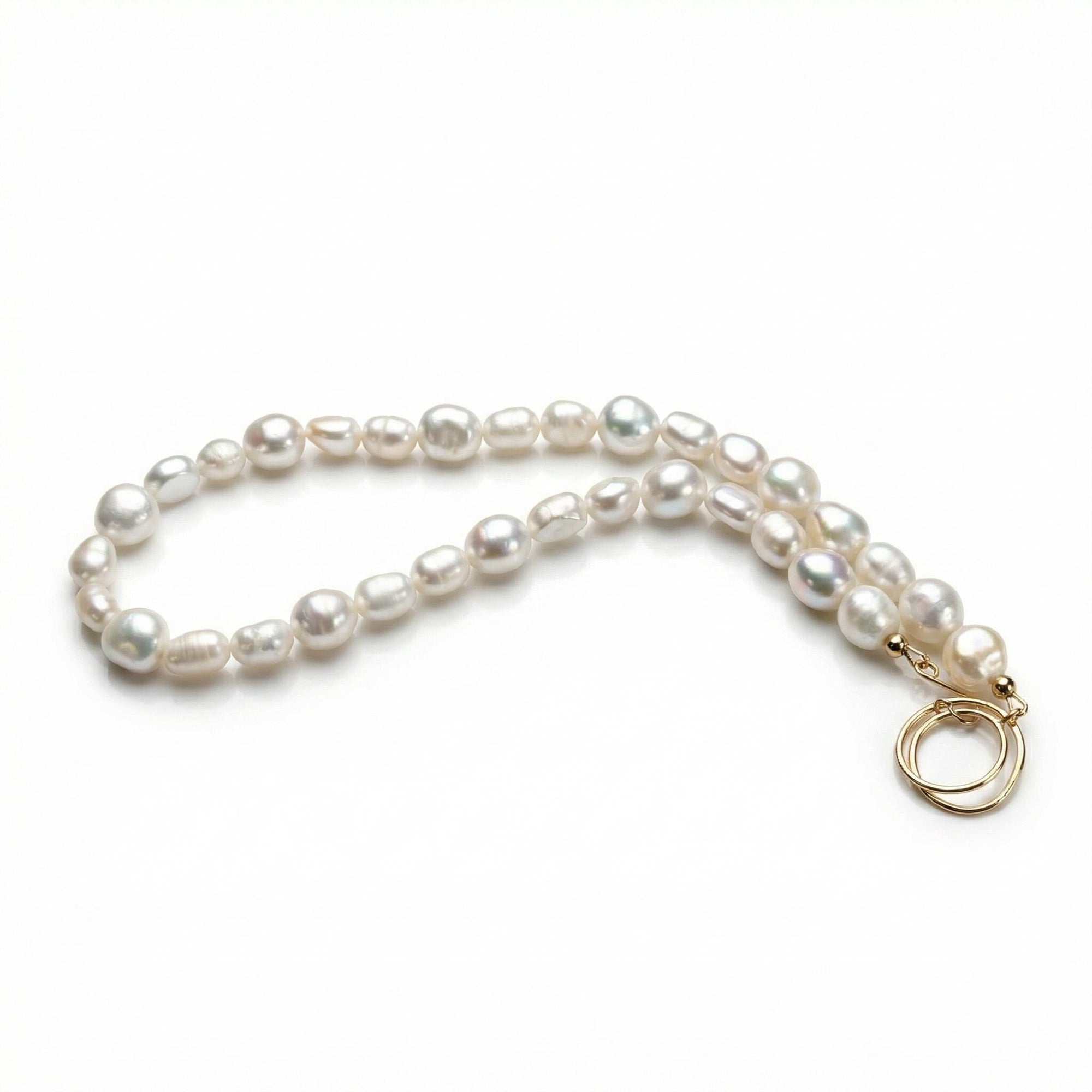 Freshwater Pearl Toggle Necklace 10 - 12mm, Hammered Gold Filled Clasp, Handmade Statement Pearl Necklace, Mother’s Day Gift for Her - Melt'm Jewelry