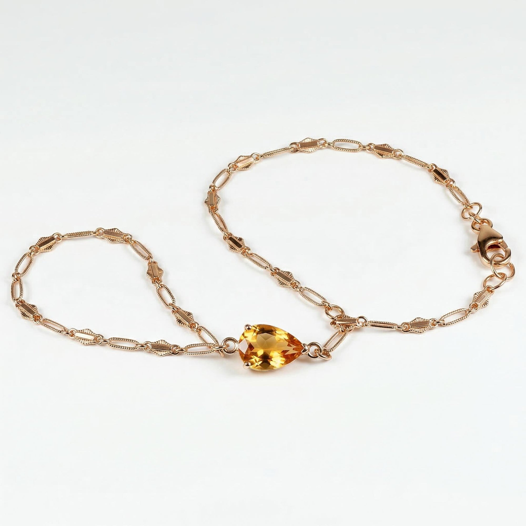 Gold filled hand chain bracelet with citrine gemstone, delicate hand jewelry gift for mom