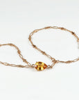 Gold filled hand chain bracelet with citrine gemstone, delicate hand jewelry gift for mom