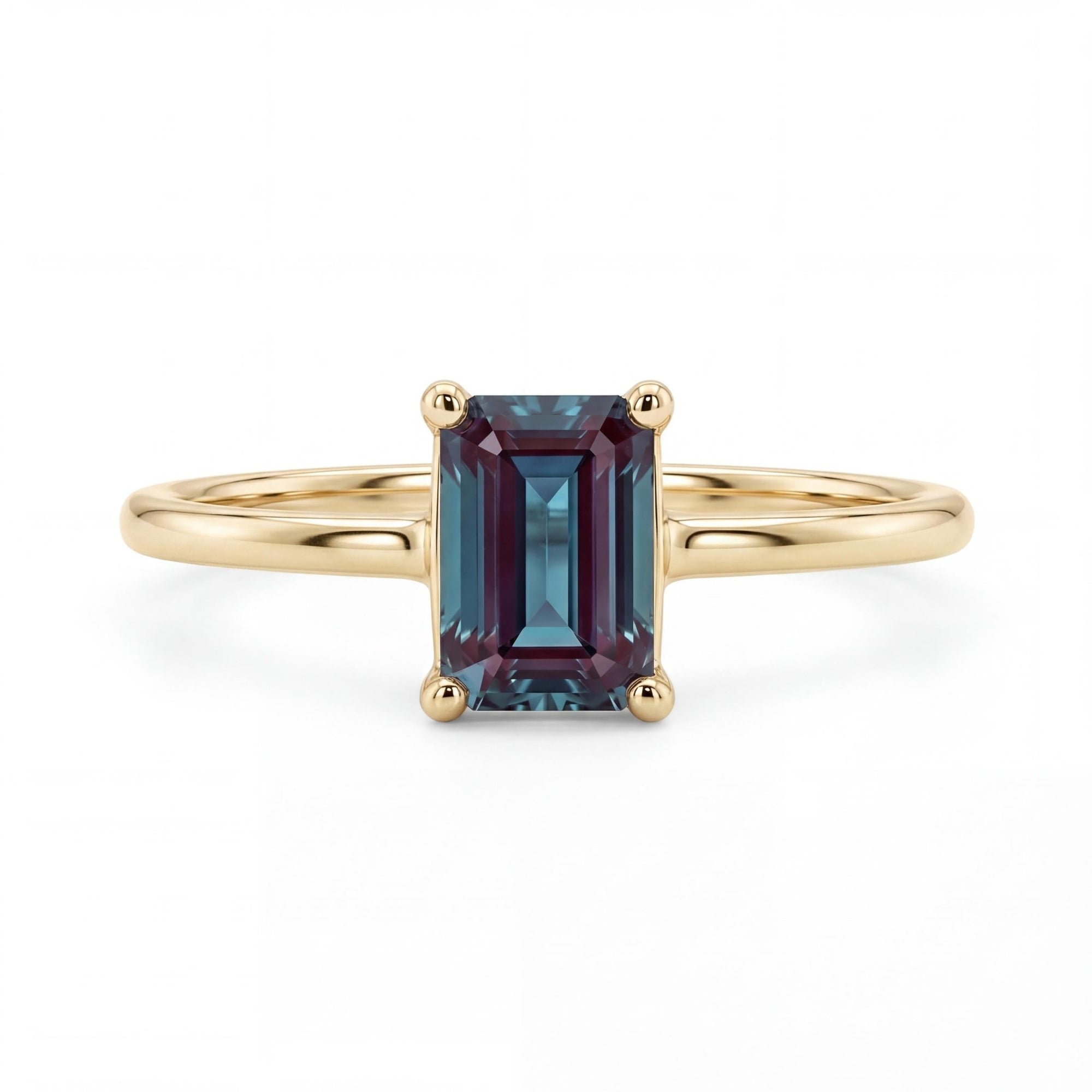 14k Gold Emerald Cut Alexandrite Ring - Melt'm Jewelry