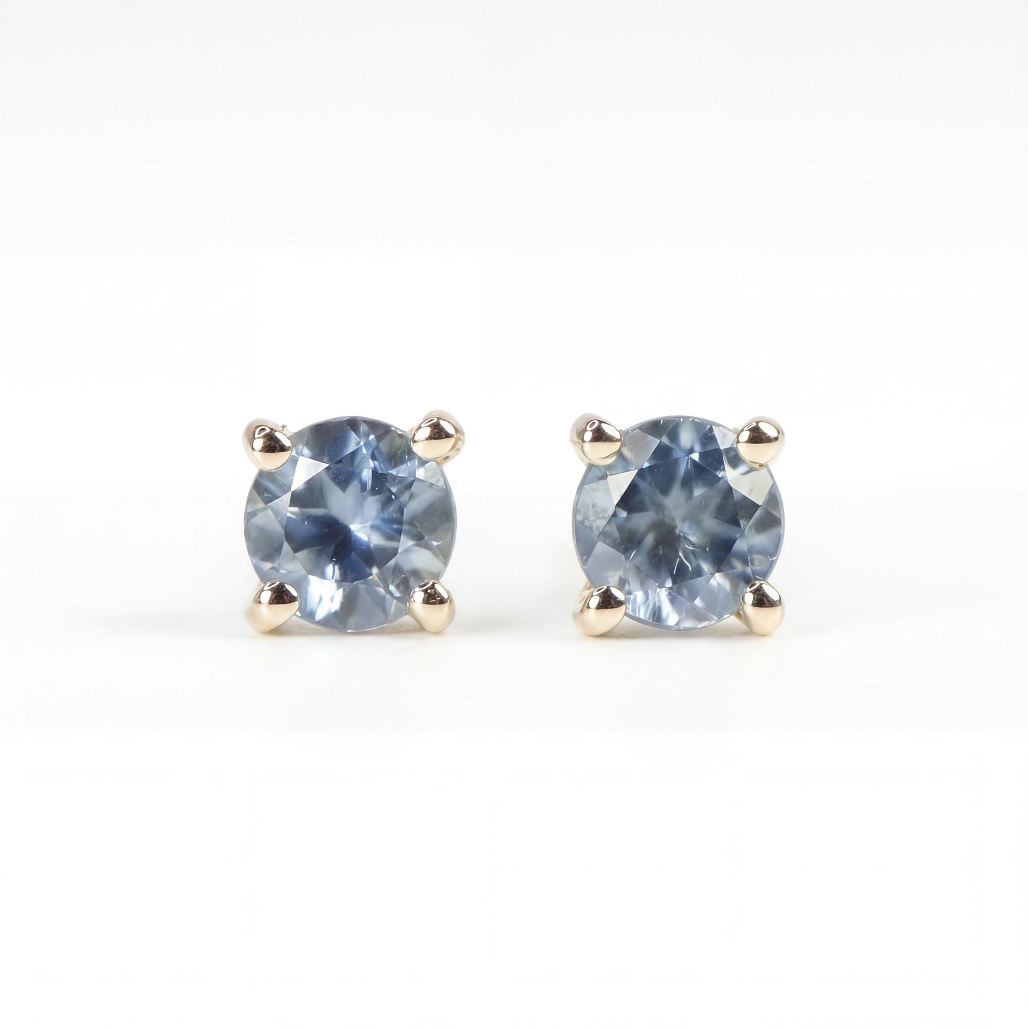 Blue Montana sapphire stud earrings in 14k solid gold natural gemstone minimalist jewelry