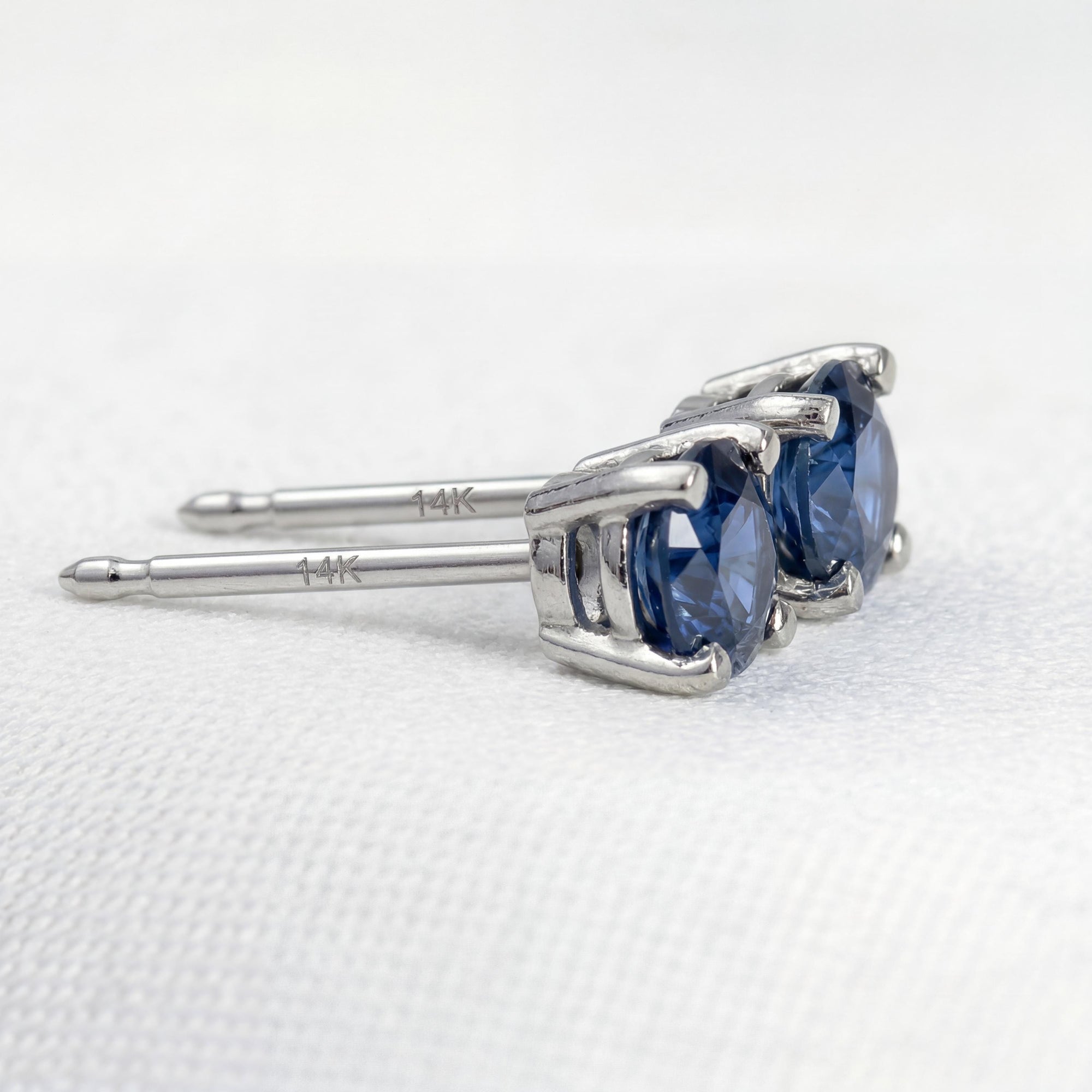 Blue Montana Sapphire Stud Earrings 14k Gold