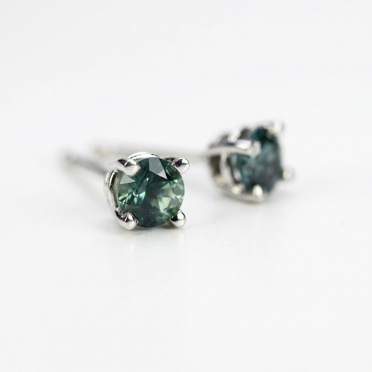 Teal Green Montana Sapphire Stud Earrings in 14k Gold - Melt'm Jewelry