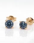 3.5mm teal green  Montana sapphire stud earrings in 14k solid gold natural gemstone jewelry