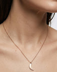 14k Solid Gold Crescent Moon Necklace, Celestial Gold Pendant Necklace, Minimal Moon Jewelry Gift for Her