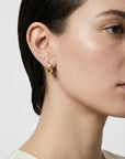 Champagne Diamond Crescent Moon Earrings 14k Solid Gold, Tiny Sailor Moon Studs, Celestial Jewelry Gift (Pair)