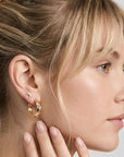 Champagne Diamond Crescent Moon Earrings 14k Solid Gold, Tiny Sailor Moon Studs, Celestial Jewelry Gift (Pair)