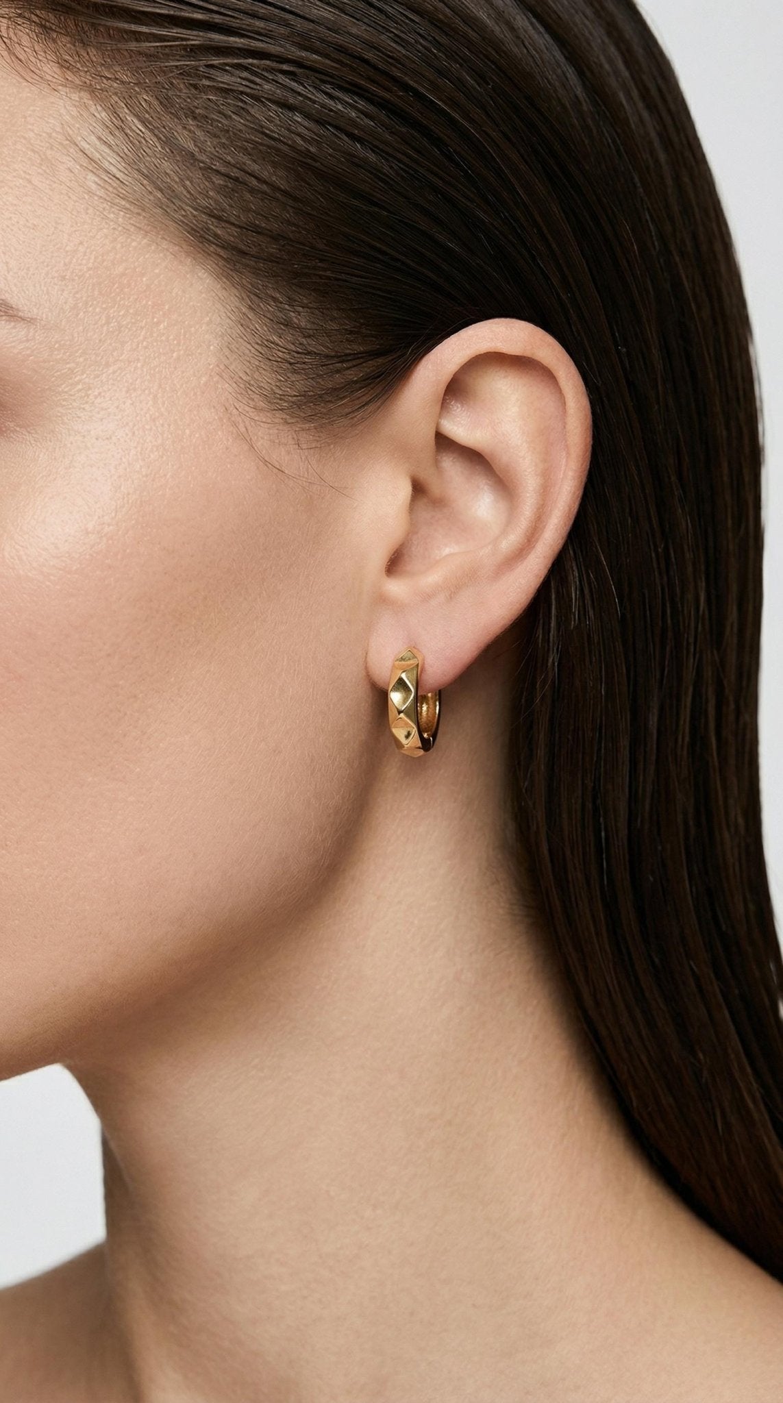 Geometric Textured Gold Huggies 14k Solid Gold - Melt'm Jewelry