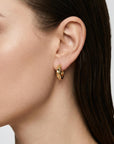 Geometric Textured Gold Huggies 14k Solid Gold - Melt'm Jewelry