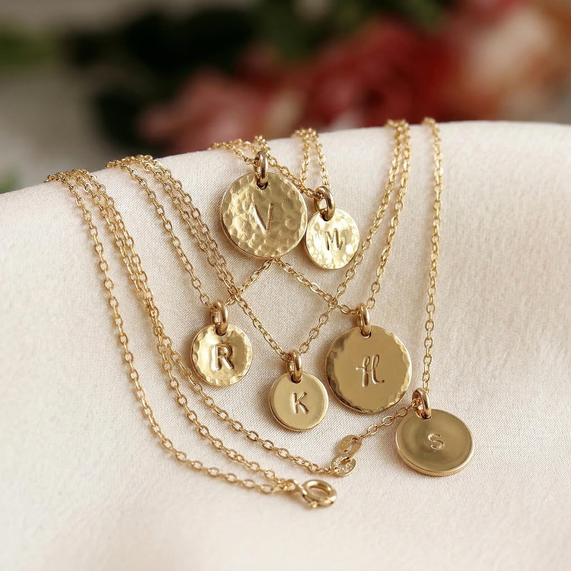Dainty Initial Necklace Gold Filled, Hand Stamped Initial Necklace