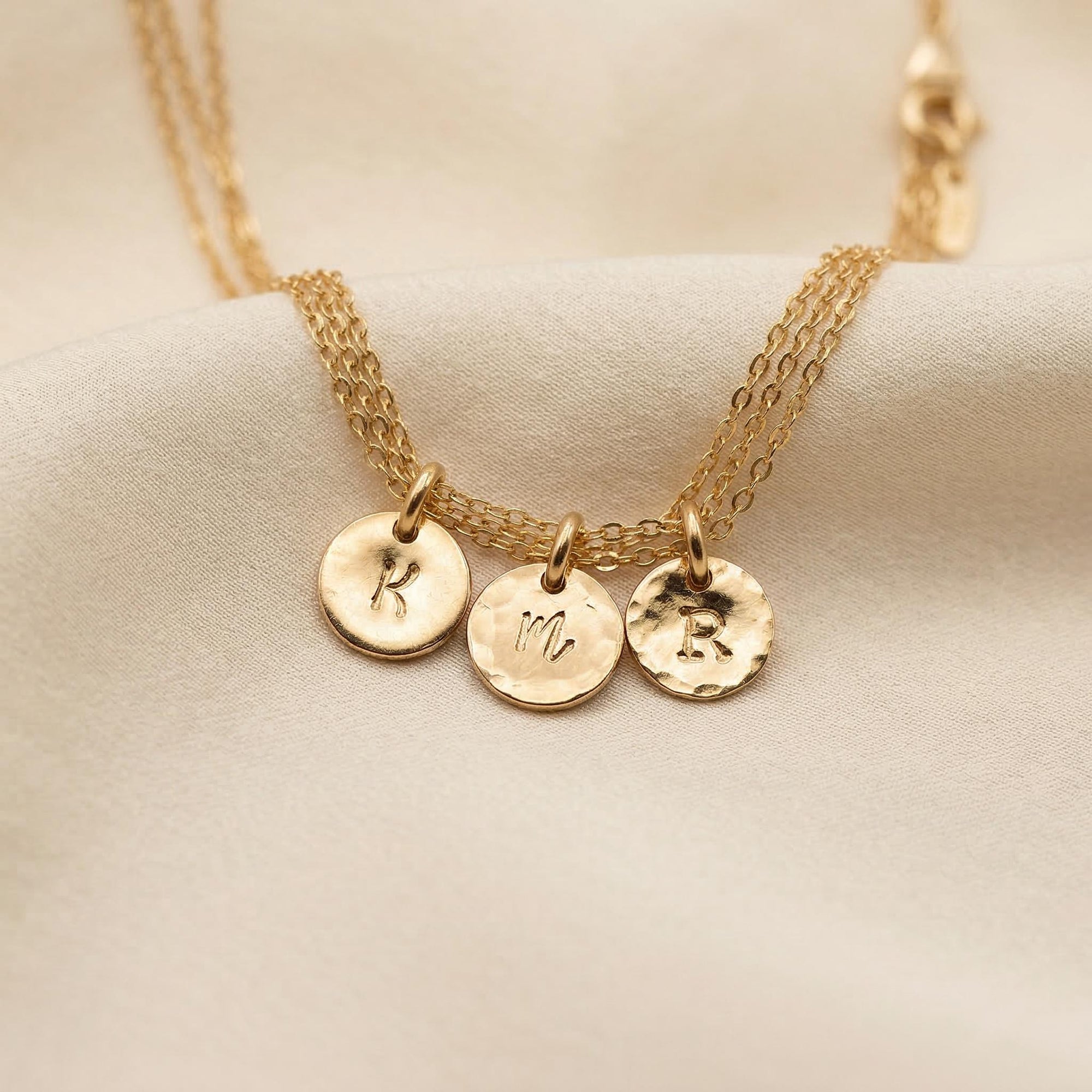 Dainty Initial Necklace Gold Filled, Hand Stamped Initial Necklace