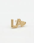 LA with Heart Logo Flat Back Earrings 14k Solid Gold