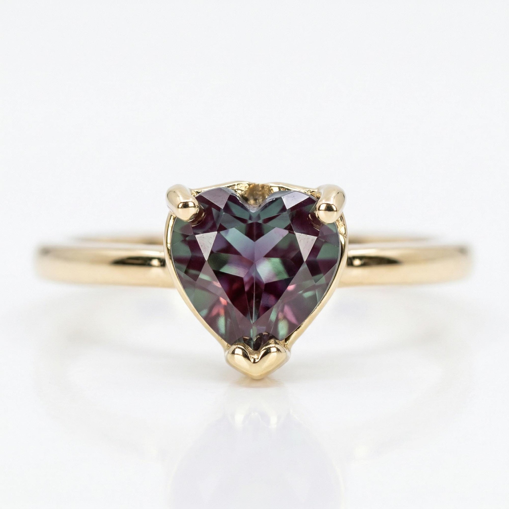 14K Gold Heart Cut Alexandrite Ring – June Birthstone Engagement Ring - Melt'm Jewelry