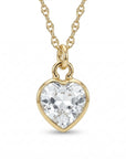 Heart White Topaz Charm or Necklace 14k Solid Gold - Melt'm Jewelry