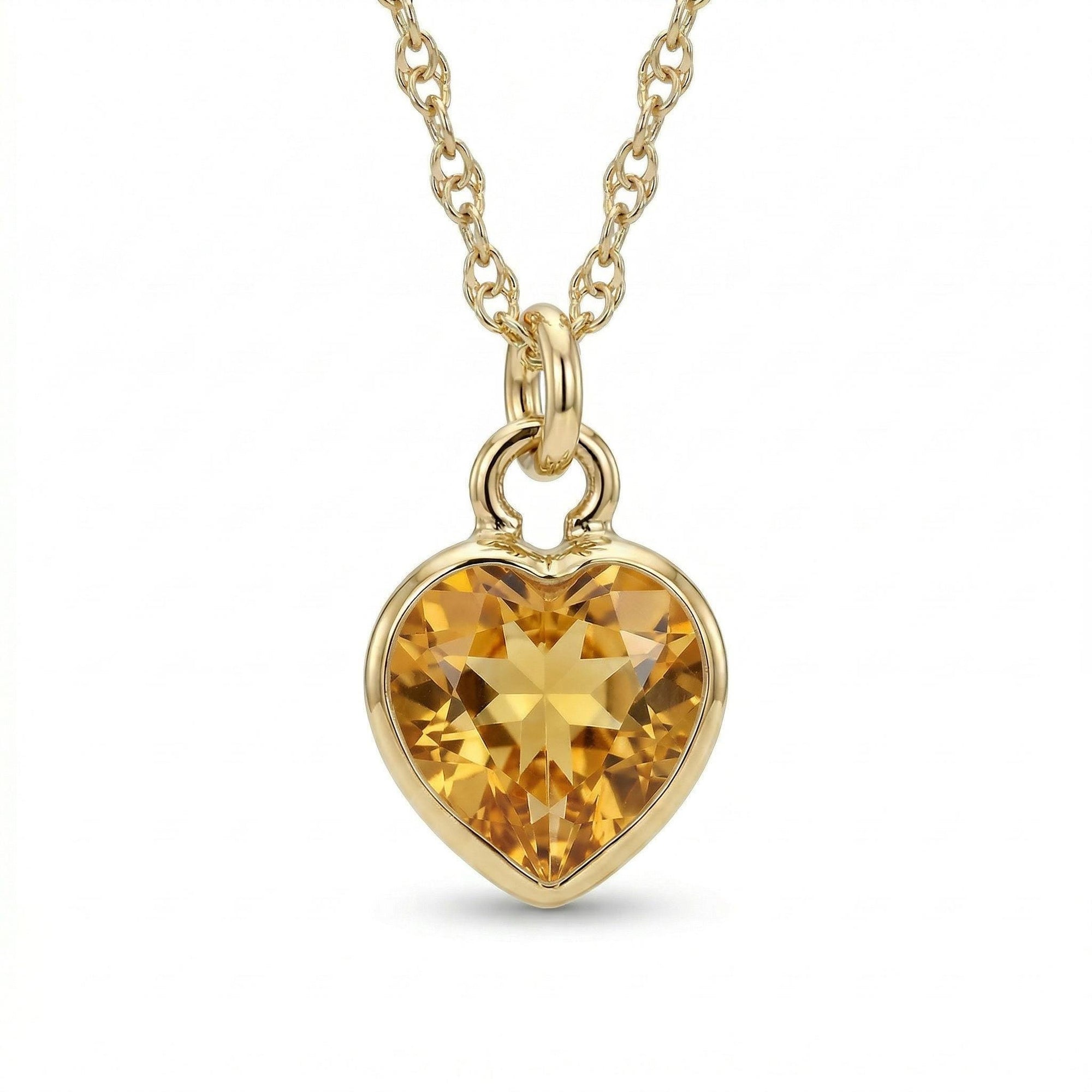Heart White Topaz Charm or Necklace 14k Solid Gold