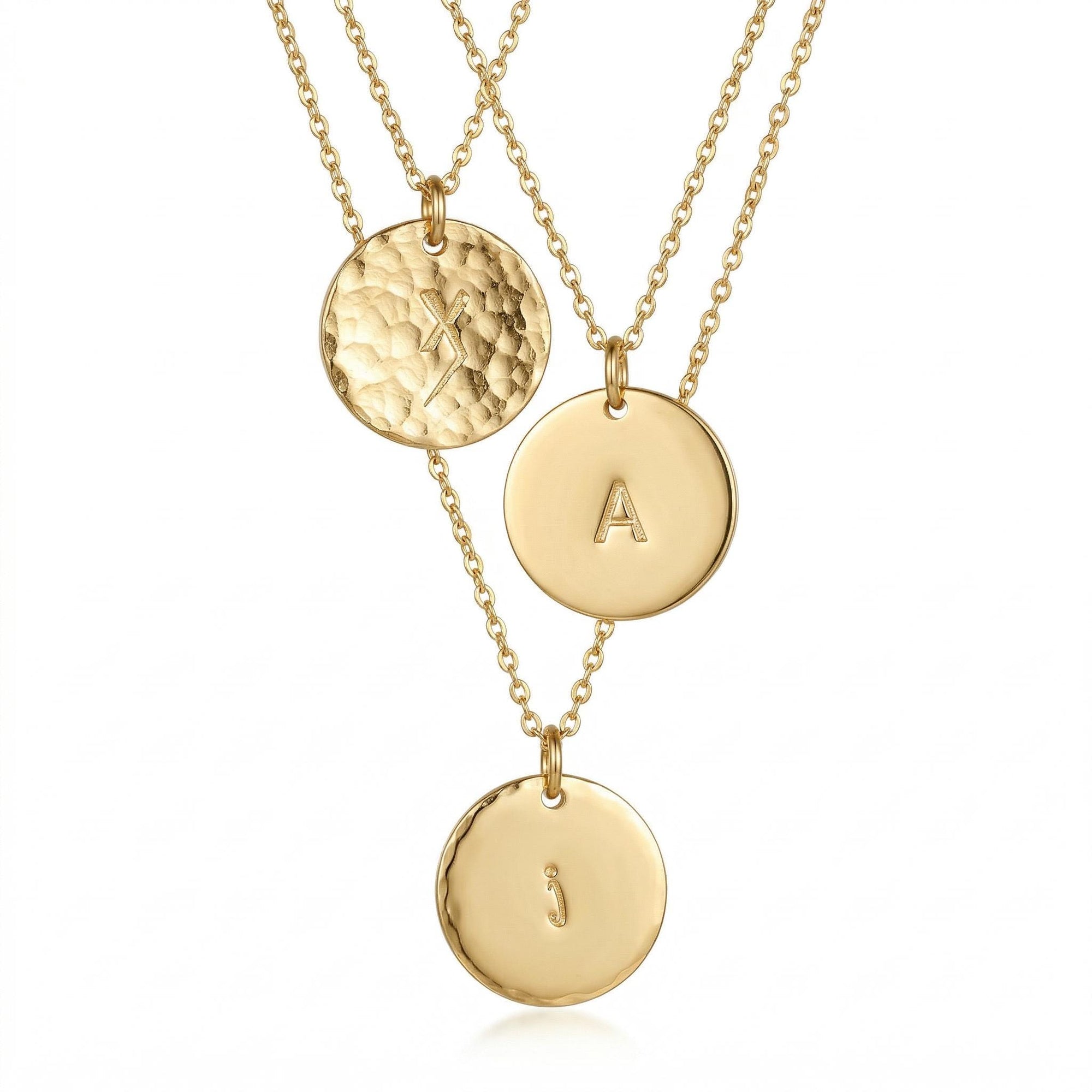 Custom Initial Necklace Gold Filled – Hand Stamped Hammered Coin Necklace, Personalized Mother Gift, Bridesmaid Jewelry - Melt'm Jewelry