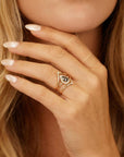 Pear Salt and Pepper Diamond Ring 14k Gold – Rose Cut Black Diamond Halo Ring, Unique Engagement Ring, Anniversary Gift - Melt'm Jewelry