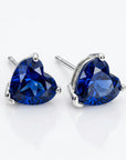 blue sapphire heart stud earrings 14k solid gold gemstone jewelry