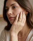 Gold Filled Stacking Ring – Dainty Hammered Bead Ring, Minimalist Gold Dot Ring, Thin Midi Ring