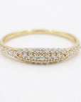 14k gold cz stacking ring micro pave bubble ring close up