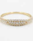14k Gold Micro Pave Signet Ring, CZ Stacking Ring - Melt'm Jewelry