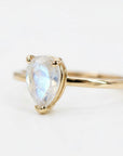 14k gold pear moonstone ring, June birthstone engagement ring, handmade statement moonstone jewelry for women