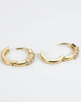 Lab Grown Diamond Huggie Hoop Earrings 14k Gold, 2mm Diamond Trio Hoops