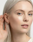 Lab Grown Diamond Huggie Hoop Earrings 14k Gold, 2mm Diamond Trio Hoops
