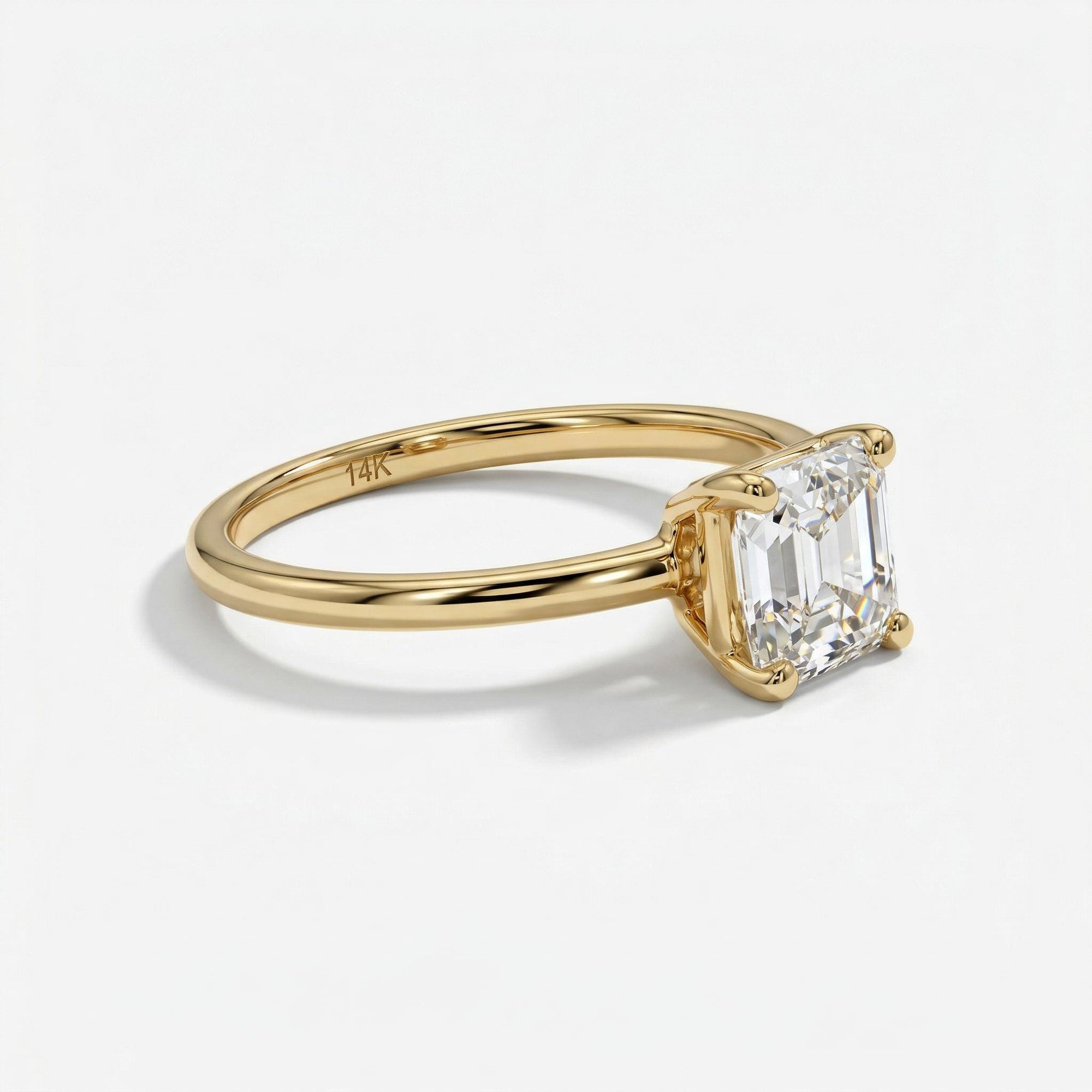 Asscher Cut Moissanite Ring 14k Gold, Solitaire Moissanite Engagement Ring - Melt'm Jewelry