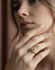 unique floral wedding ring 14k gold, art nouveau leaf design ring elegant handmade jewelry gift