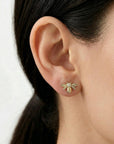 14k Gold Diamond Bumble Bee Earrings – Minimal Honey Bee Studs (SINGLE OR PAIR) - Melt'm Jewelry