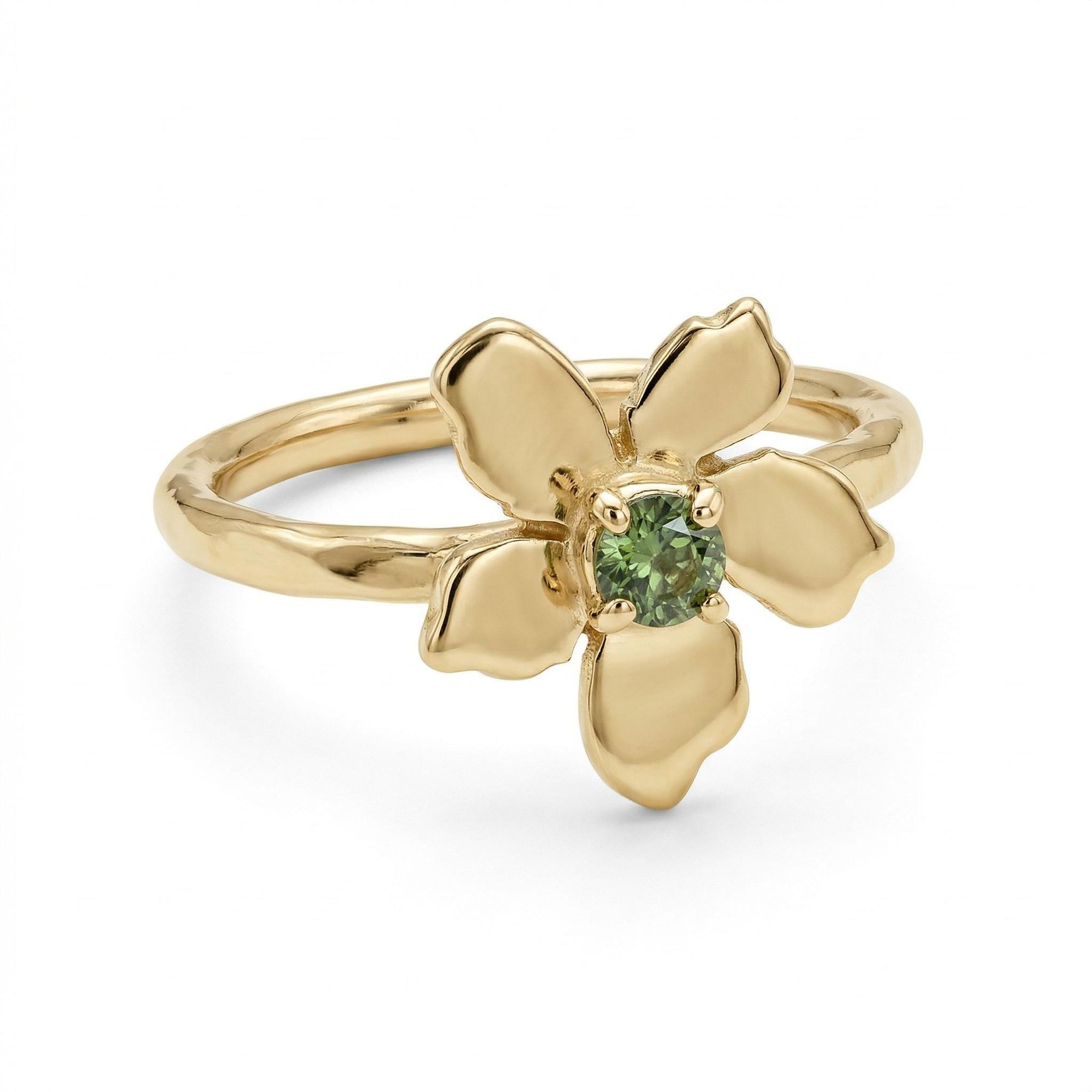 Handmade Floral Gemstone Rings in 14k Solid Gold - Melt'm Jewelry
