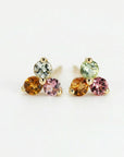 Tourmaline Flower Earrings – Pink Gemstone Cluster Studs in 14k Solid Gold - Melt'm Jewelry