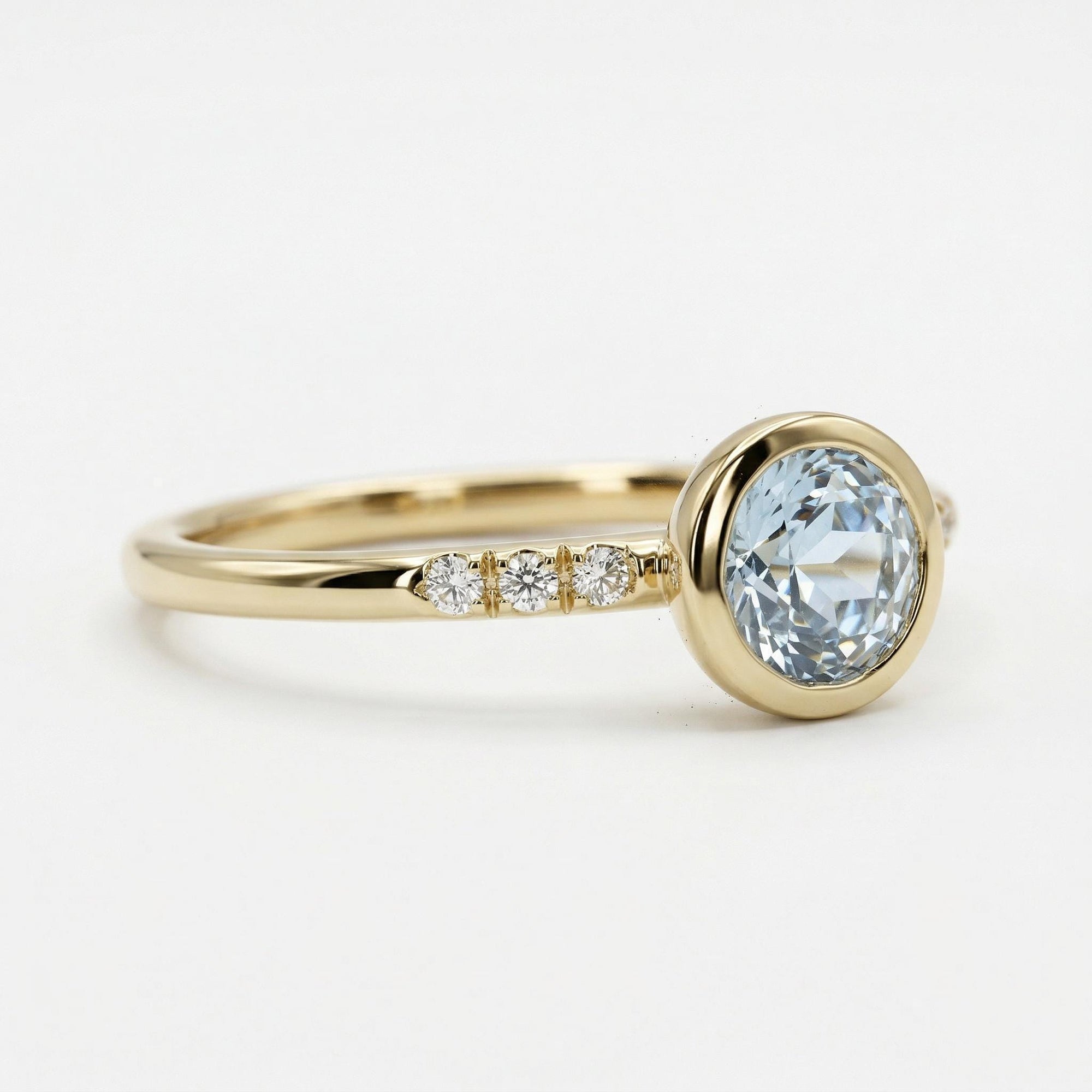 Aquamarine Engagement Ring in 14k Gold