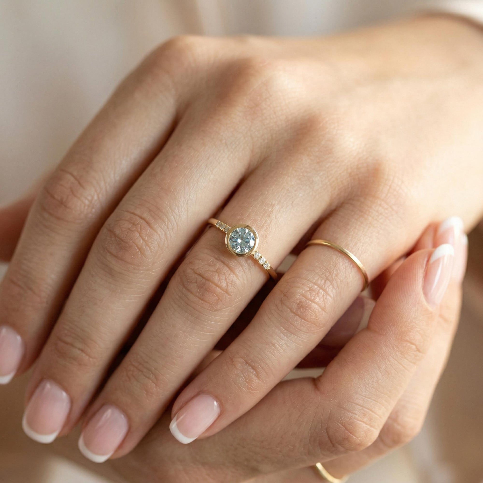 Aquamarine Engagement Ring in 14k Gold