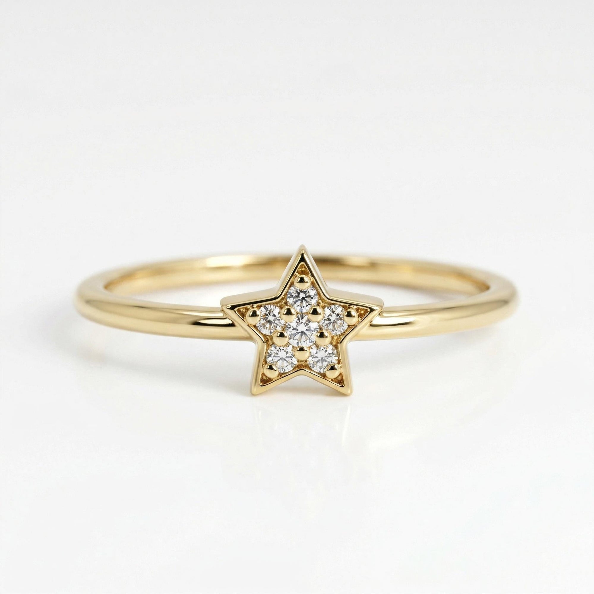 Genuine Diamond Star Ring in 14k Gold - Melt'm Jewelry