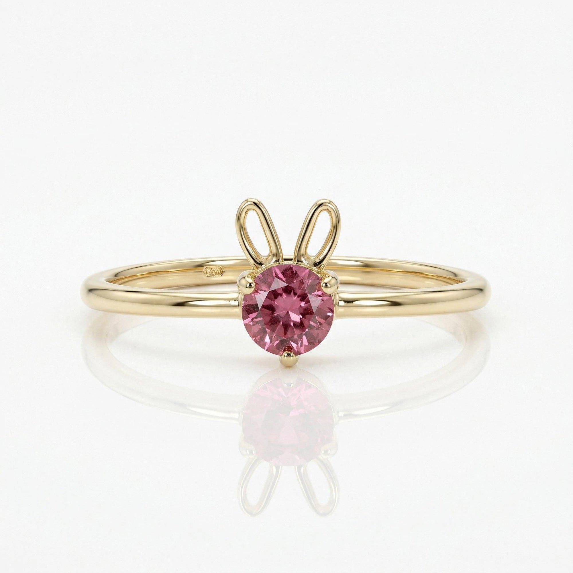 October Birthstone Bunny Ring 14k Gold - Opal or Pink Tourmaline - Melt'm Jewelry