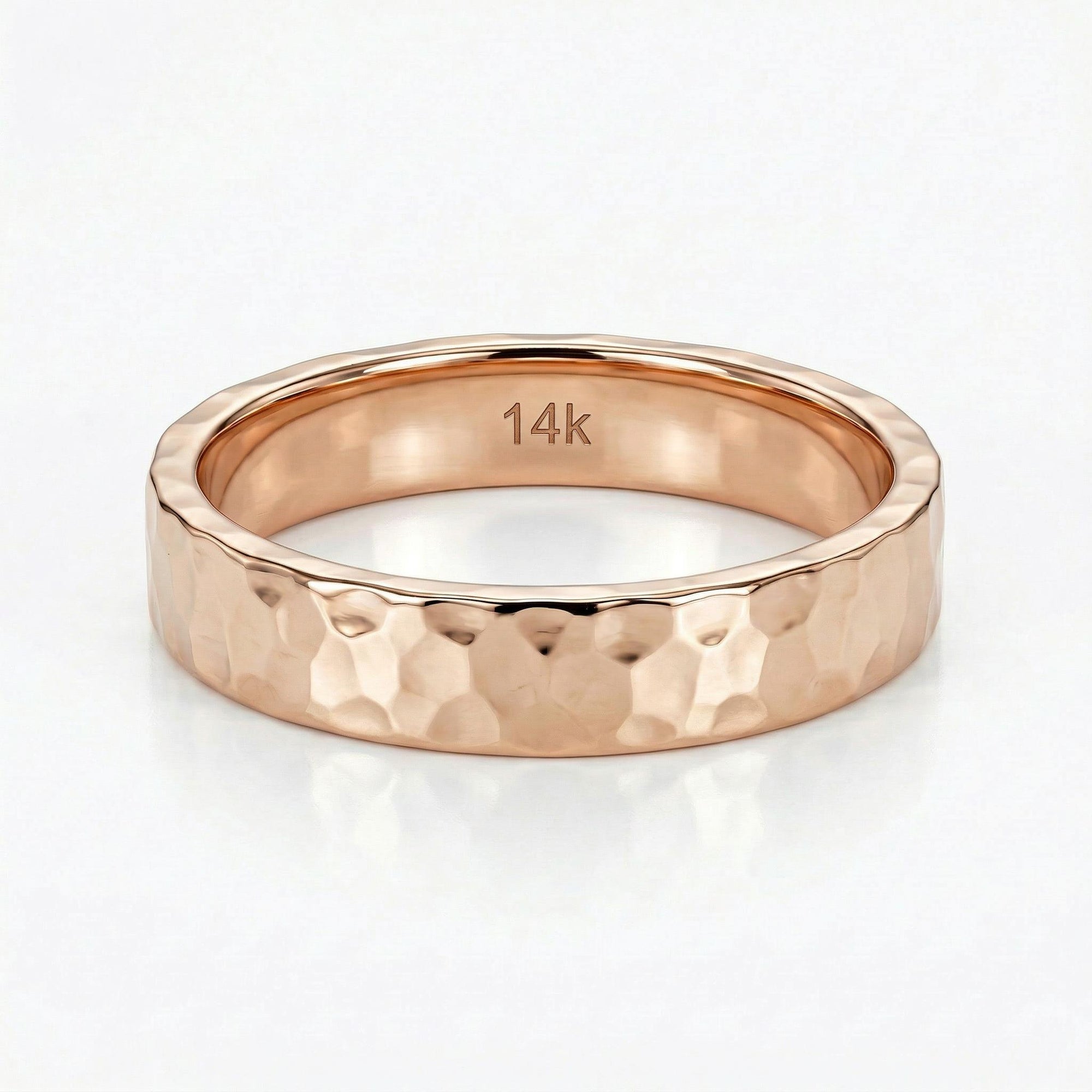 14k Gold Hammered Wedding Band 3mm - Rose Gold, Yellow Gold or White Gold
