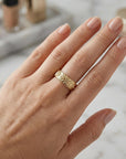 Floral Wedding Band Solid 14k Gold, Thick Wedding Ring