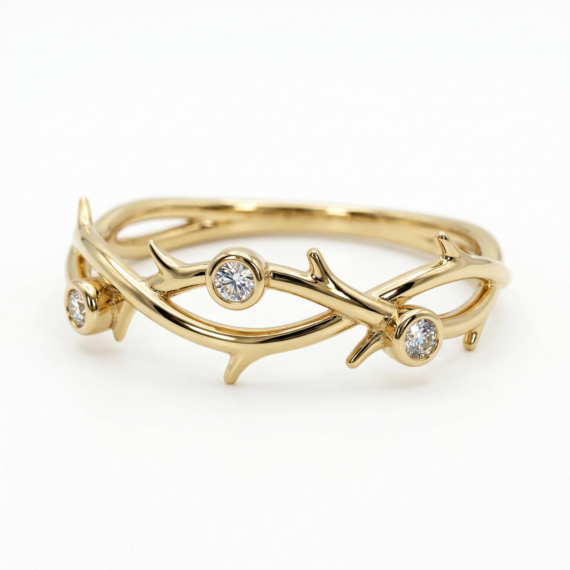 Diamond Twig Wedding Ring 14k Solid - Melt'm Jewelry
