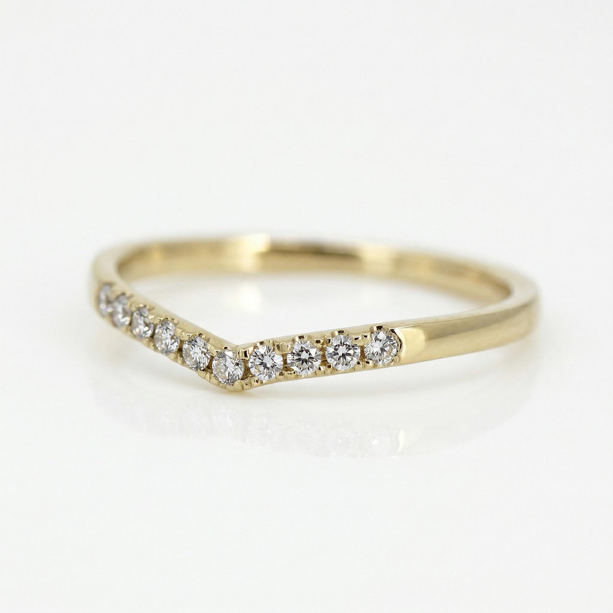 Pave Setting Diamonds Curved Wedding Band