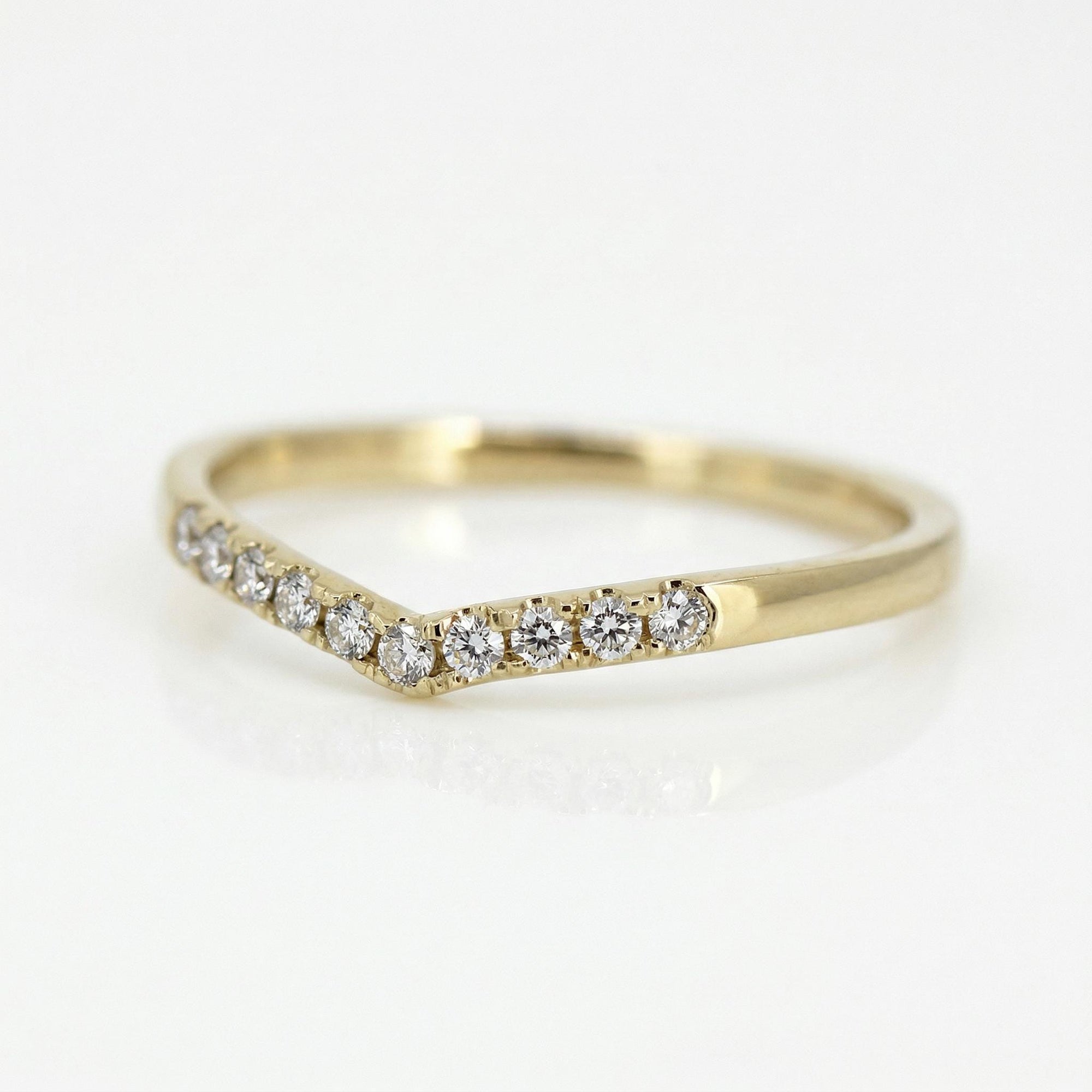 Pave Setting Diamonds Curved Wedding Band - Melt'm Jewelry