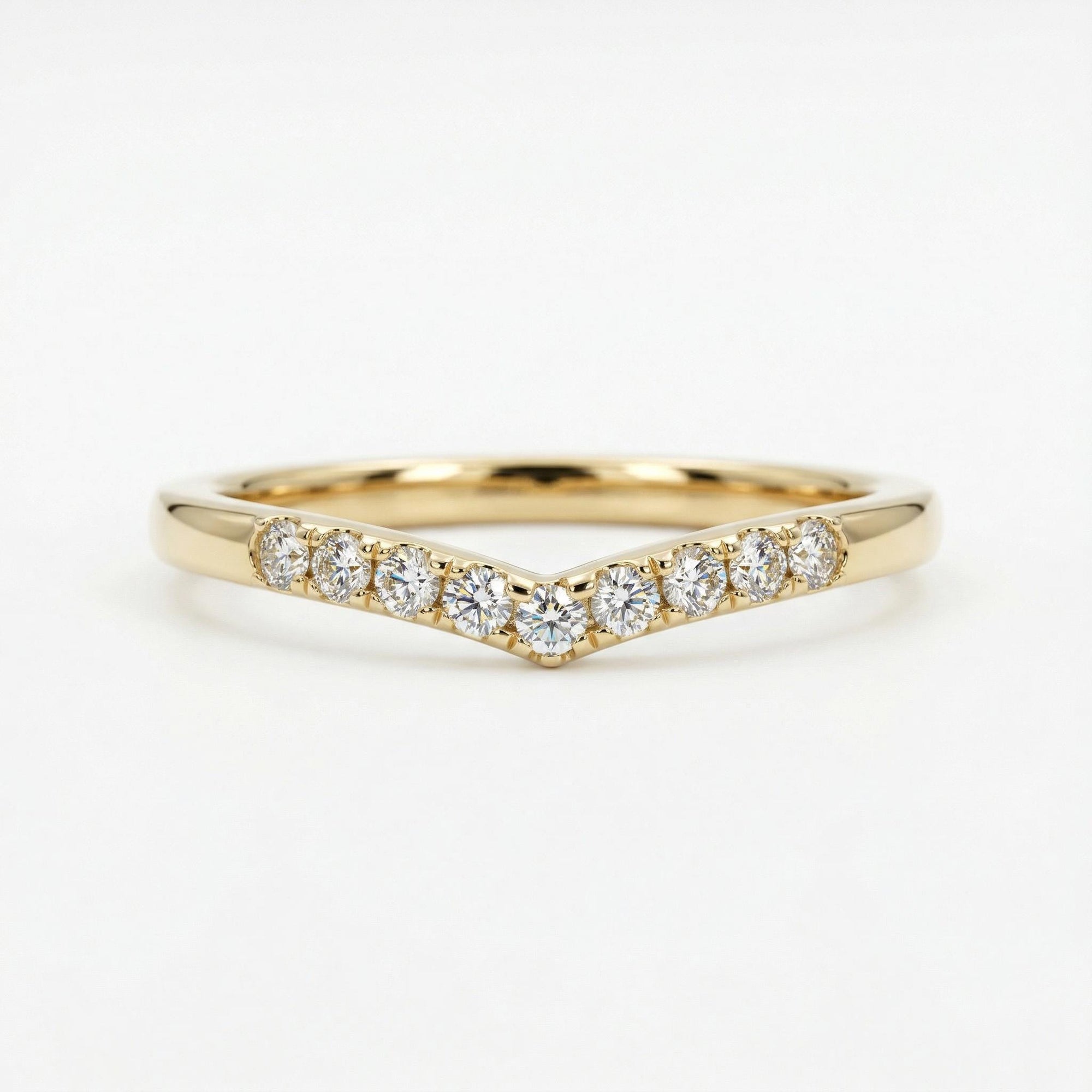 Pave Setting Diamonds Curved Wedding Band - Melt'm Jewelry