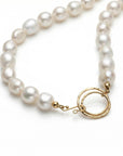 Freshwater Pearl Toggle Necklace 10 - 12mm, Hammered Gold Filled Clasp, Handmade Statement Pearl Necklace, Mother’s Day Gift for Her - Melt'm Jewelry