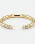 Open cuff diamond wedding band in 14k gold with pave diamonds minimalist stacking ring