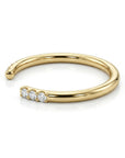 Minimal diamond open cuff ring in solid gold dainty wedding band for everyday wear