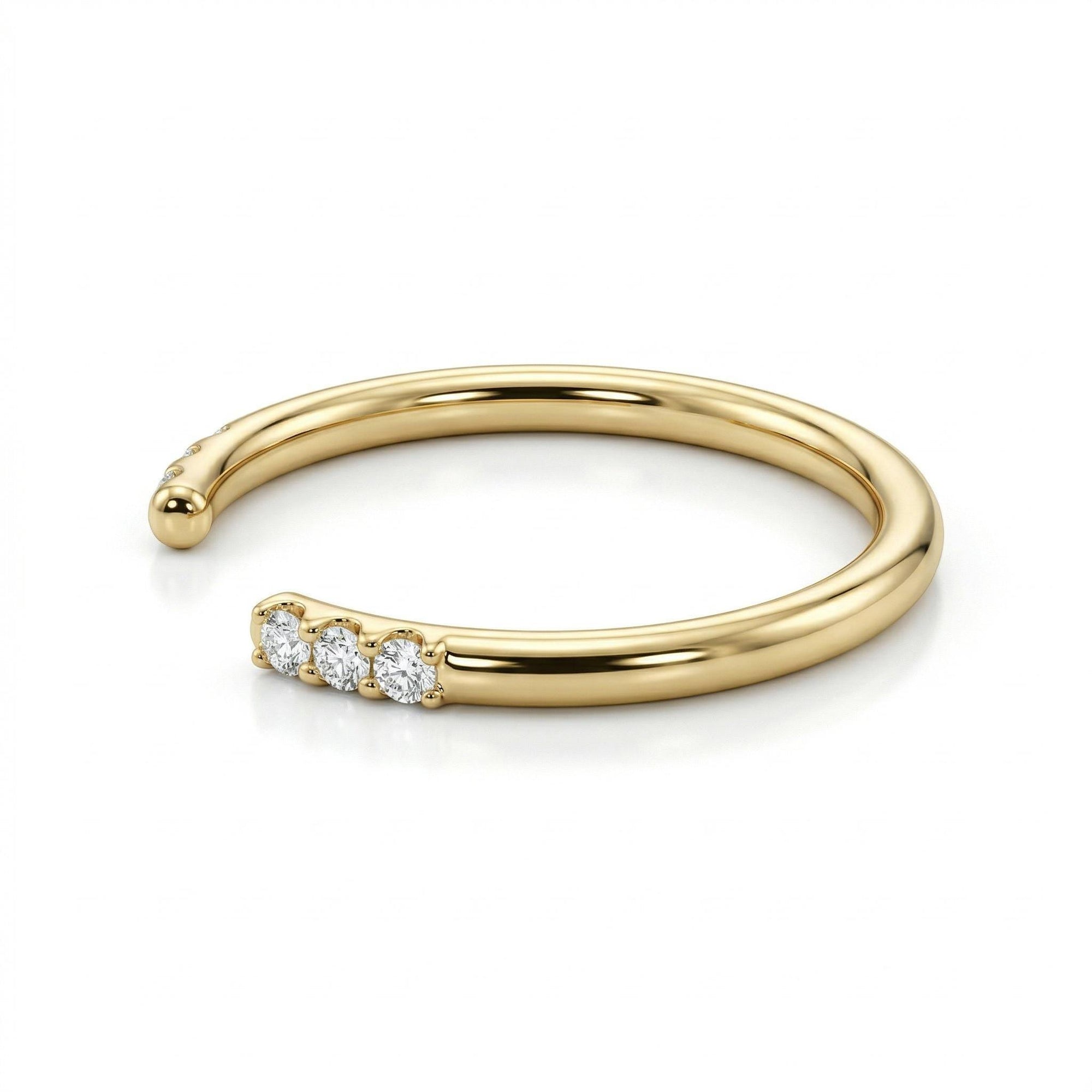 Open Cuff Pave Diamond Wedding Band - Melt'm Jewelry