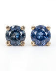 4mm blue Montana sapphire stud earrings in 14k solid gold natural gemstone jewelry