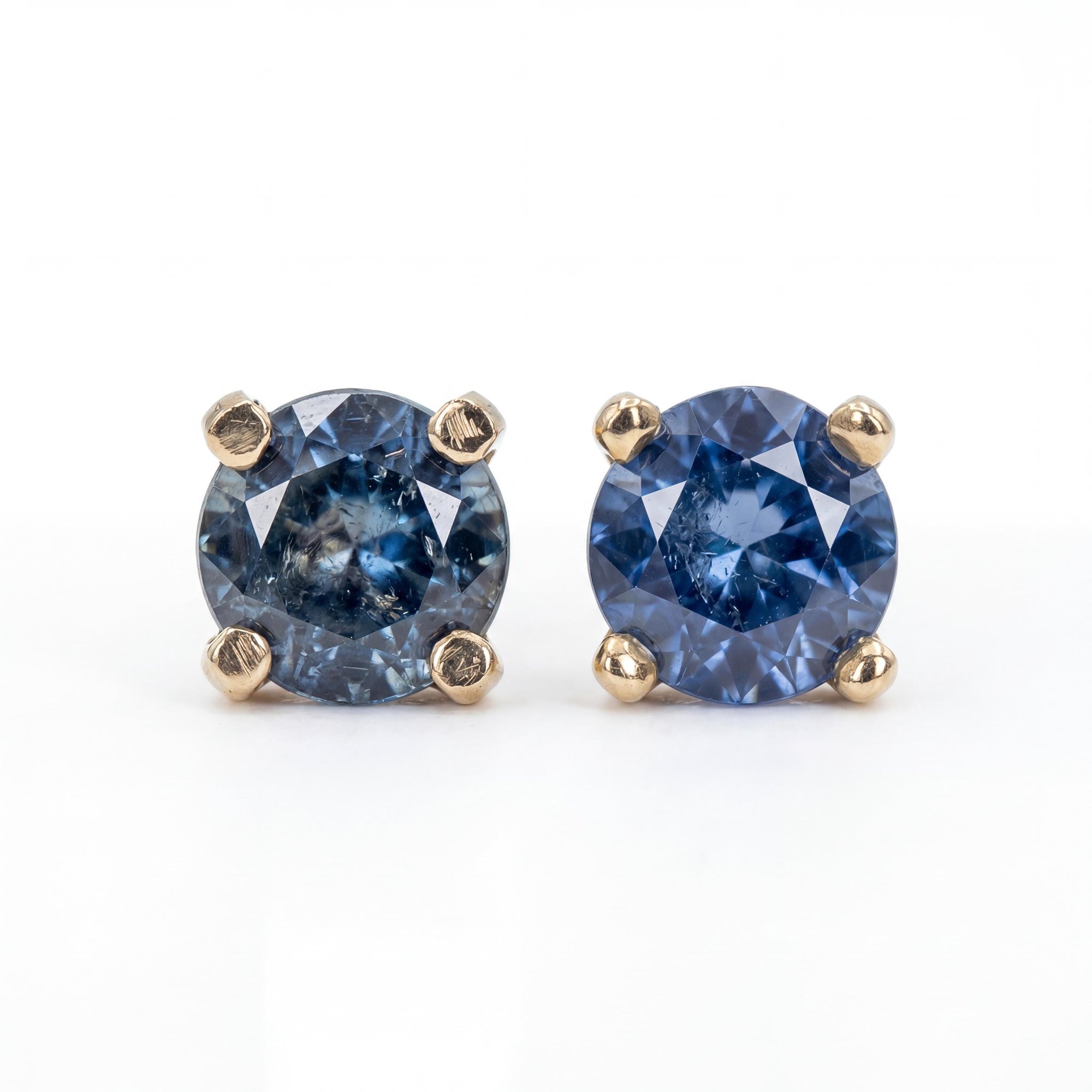 4mm blue Montana sapphire stud earrings in 14k solid gold natural gemstone jewelry